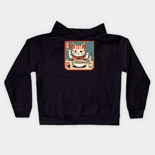 Cat eat ramen Kids Hoodie